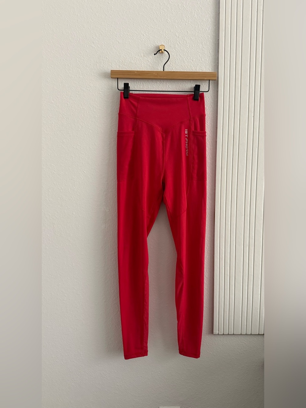 1st Phorm Red High-Waisted 7/8 Leggings with Mesh Details